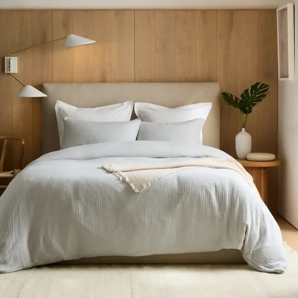 NWT QUINCE Organic Airy Gauze Duvet Cover King/Cal King Mist 1215
